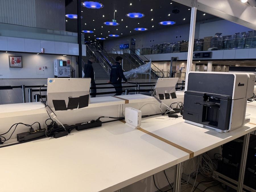 Wireless Active Testing Access Point installed at the event registration desk