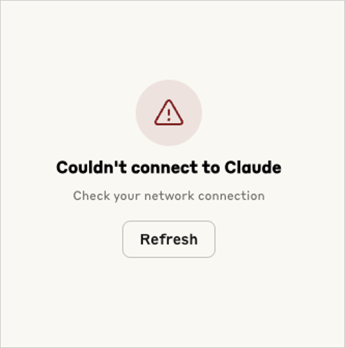Screenshot showing the desktop app received “Couldn’t connect to Claude” error messages