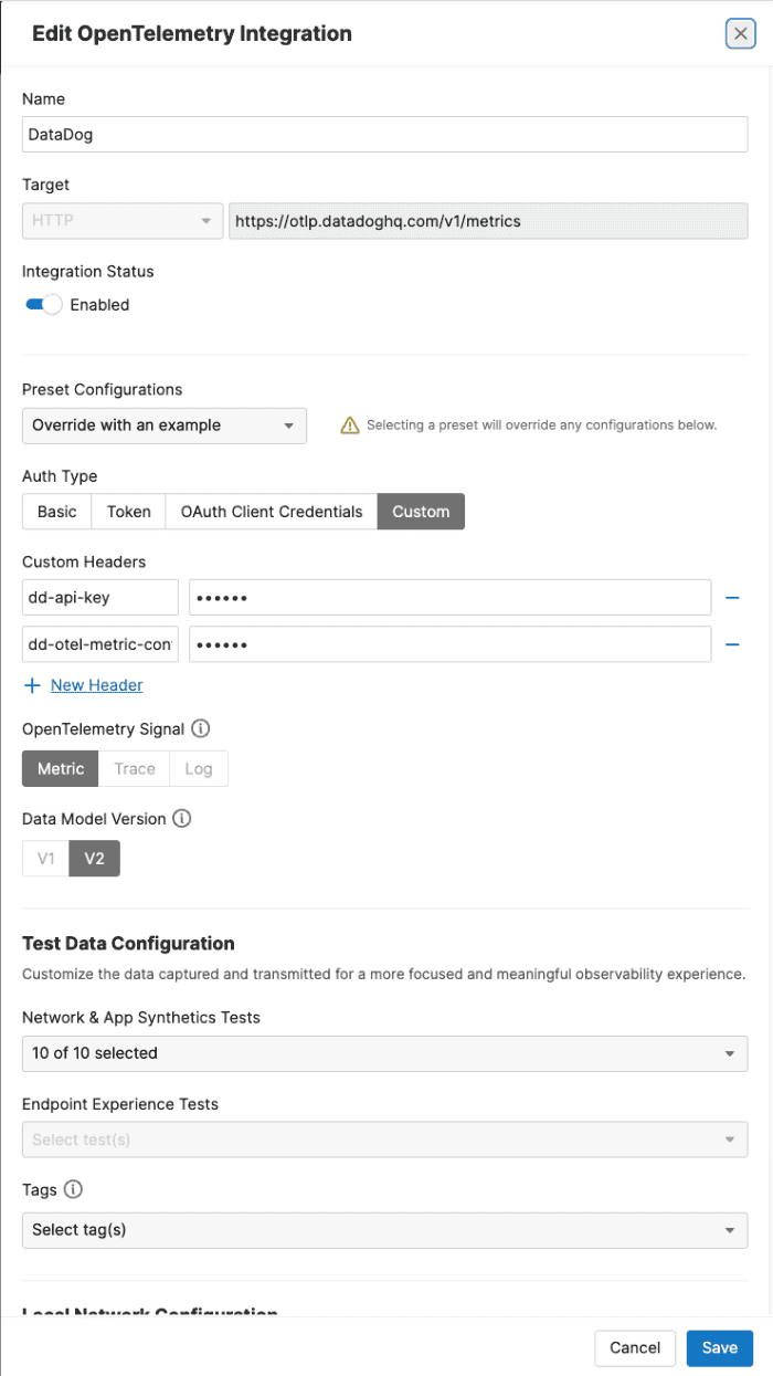 OpenTelemetry integration to Datadog 