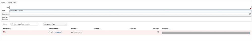 ThousandEyes screenshot displaying connection error details showing immediate cancellation