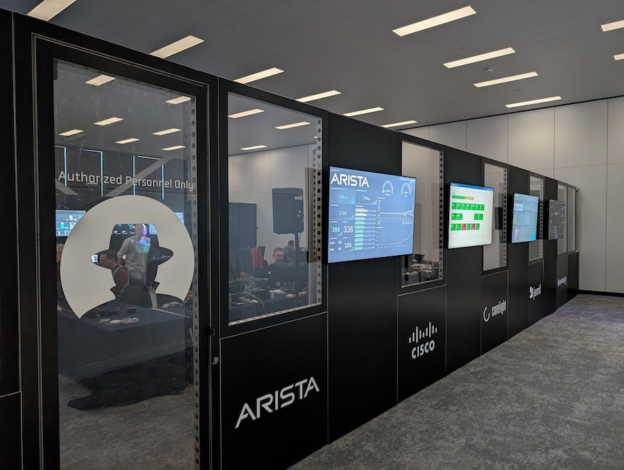 Entrance of the Black Hat NOC/SOC and public facing dashboards