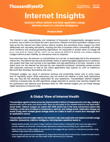 Internet Insights permite a los equipos de operaciones aprovechar los datos agregados de telemetría de Internet