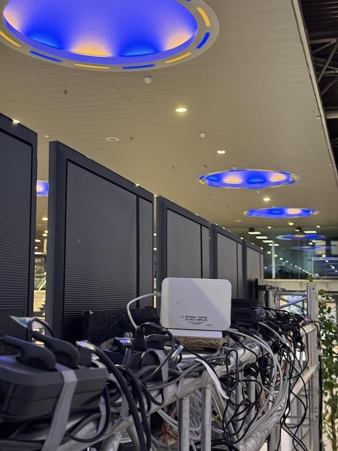 Wireless Active Testing access point installed in one of the event halls.