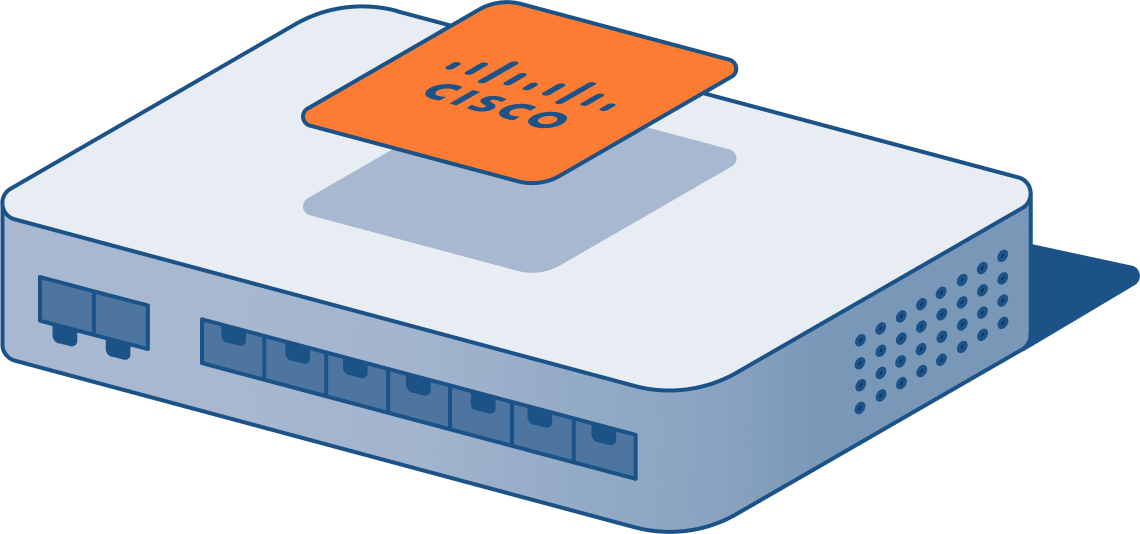 Graphic depicting a router with a Device Agent on it Graphic depicting a router with a Device Agent on it