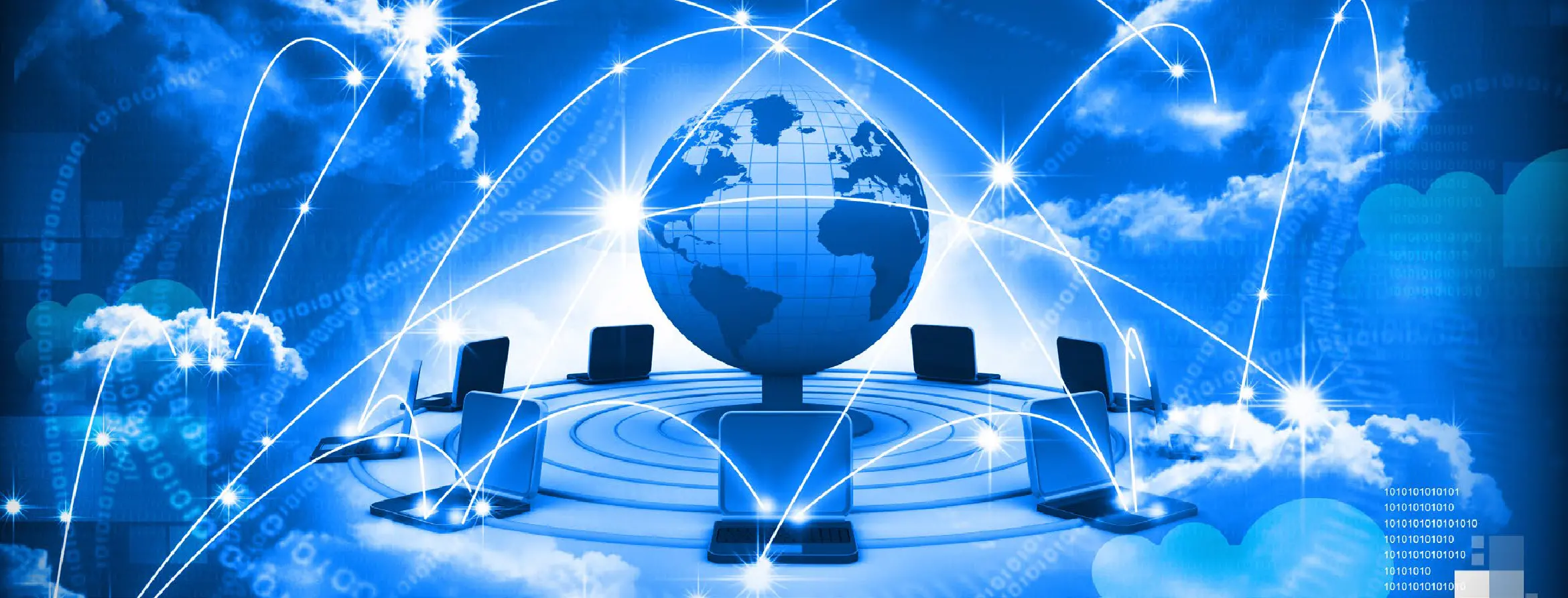 Computers around the world connected in a network